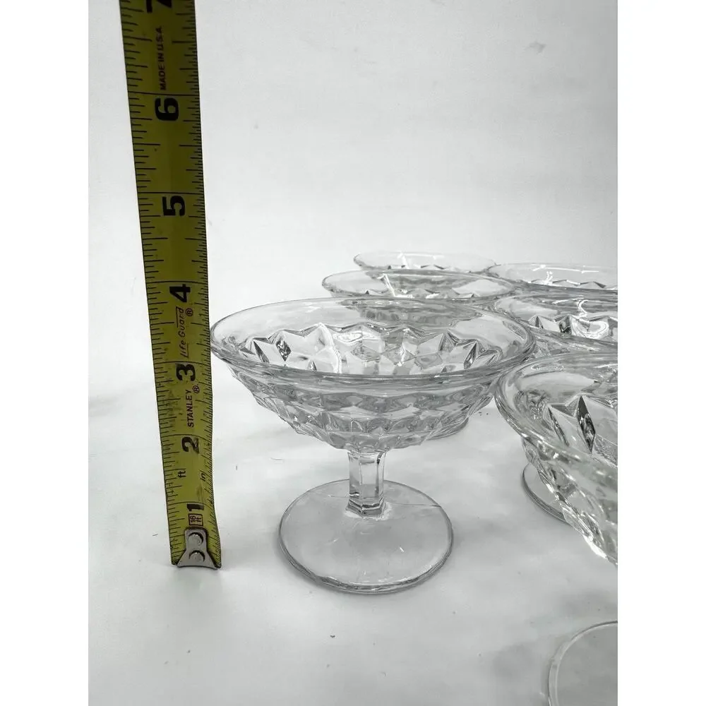 Fostoria American Cubist Footed Sherbet Glasses Set of 8 Cubist Dishes 3in